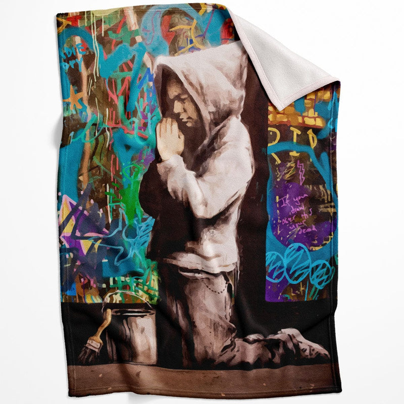 Banksy Graffiti Pray Blanket