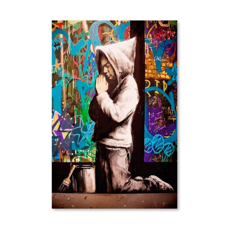 Banksy Graffiti Pray Canvas