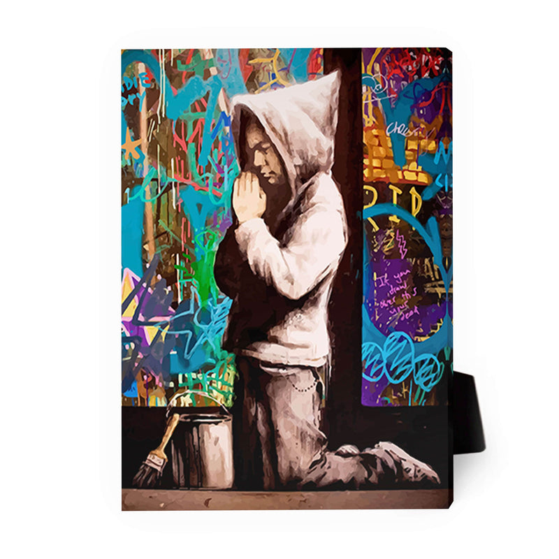 Banksy Graffiti Pray Desktop Canvas