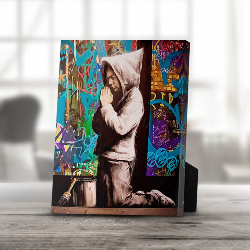 Banksy Graffiti Pray Desktop Canvas