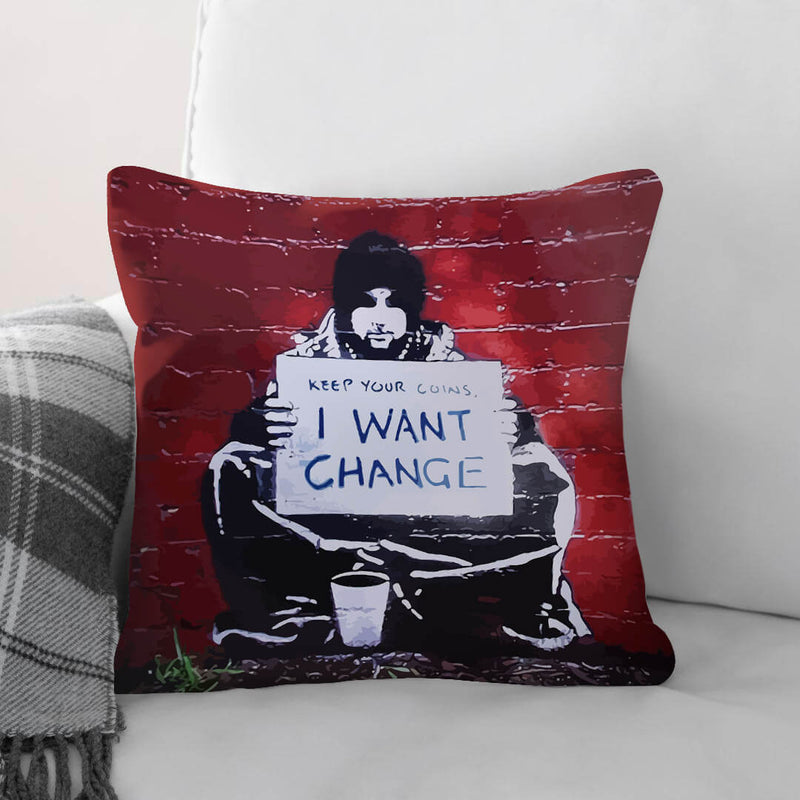 Banksy Keep Your Coins Cushion