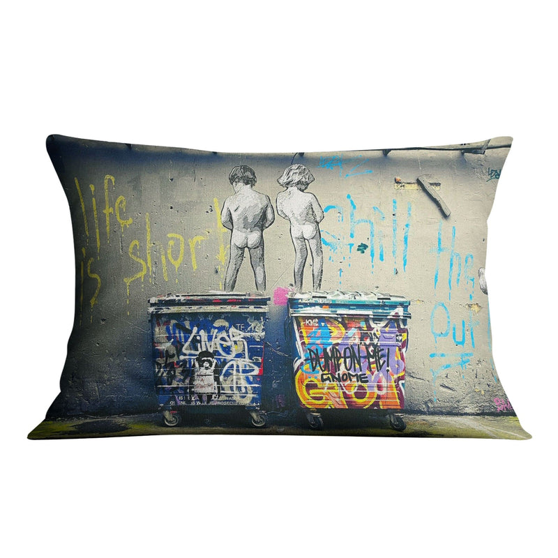 Banksy Life is Short Cushion