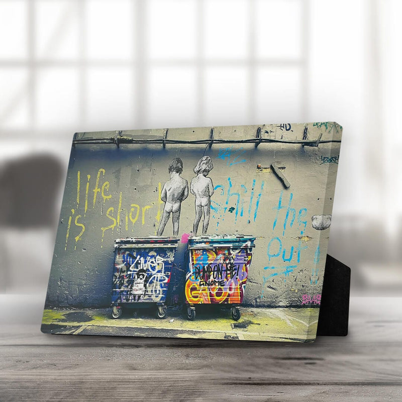 Banksy Life is Short Desktop Canvas