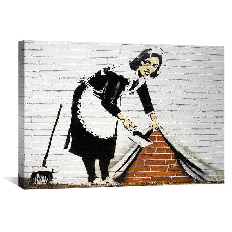 Banksy Maid Sweeping Under The Carpet Canvas