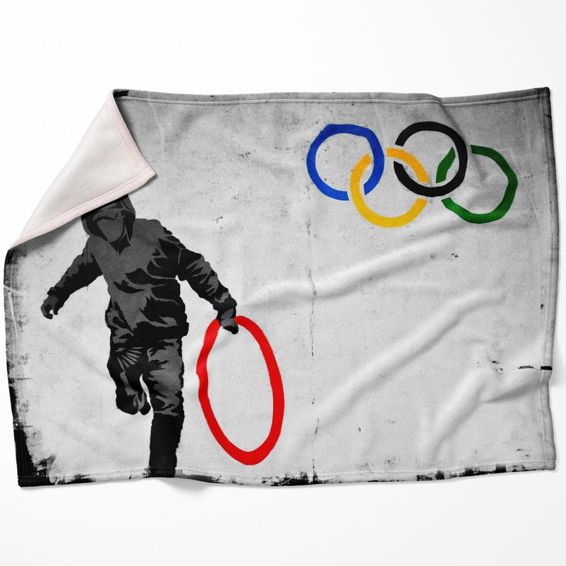 Banksy Olympic Rings Looter Blanket