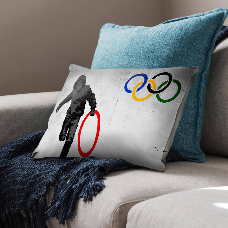 Banksy Olympic Rings Looter Cushion