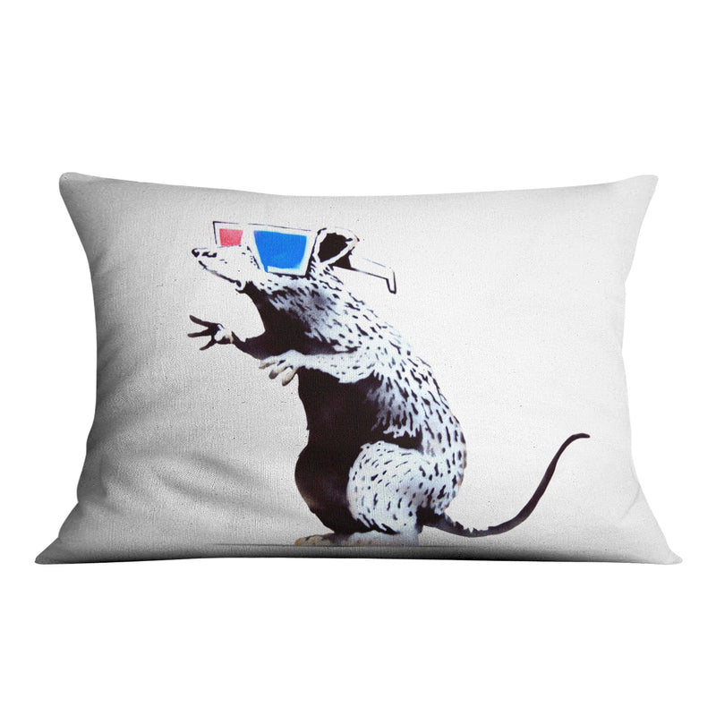 Banksy Rat Wearing 3D Glases Cushion