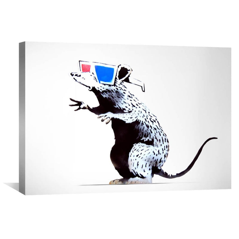 Banksy Rat Wearing 3D Glasses Canvas