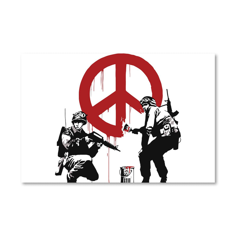 Banksy Soldiers Painting CND Sign Canvas