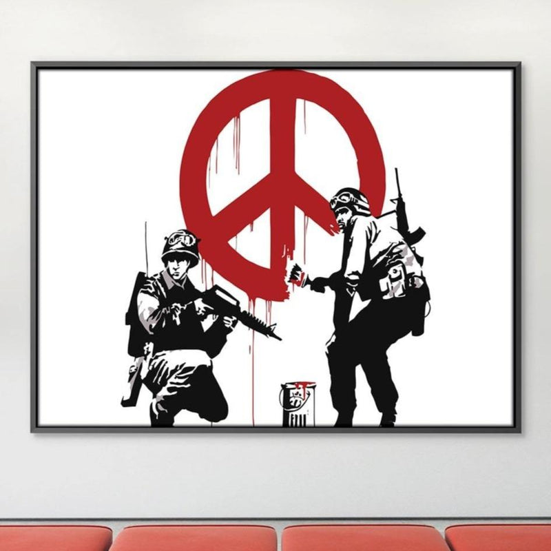 Banksy Soldiers Painting CND Sign Canvas