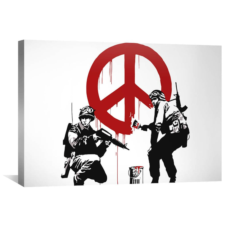 Banksy Soldiers Painting CND Sign Canvas