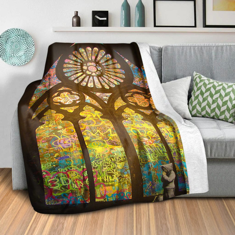 Banksy Stained Glass Blanket