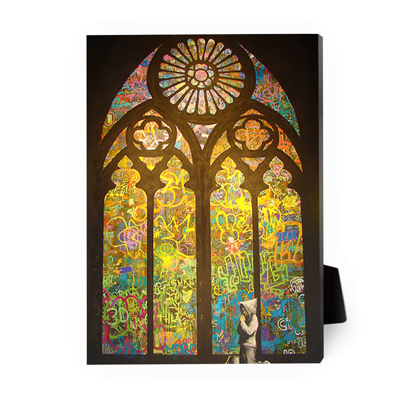 Banksy Stained Glass Desktop Canvas