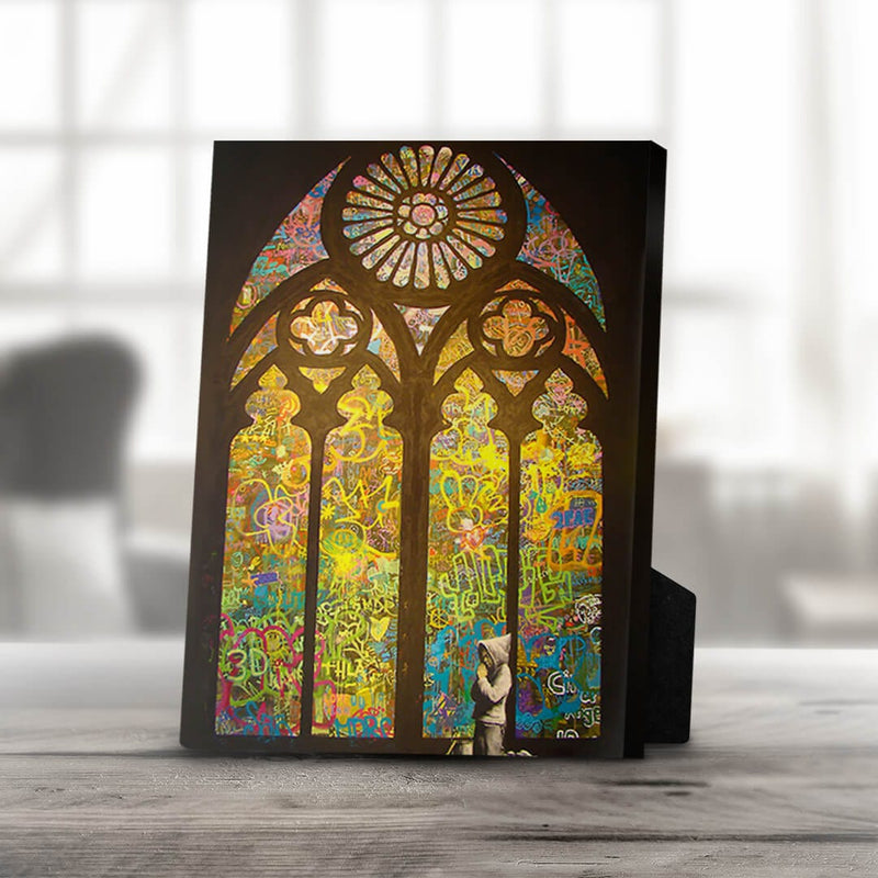 Banksy Stained Glass Desktop Canvas