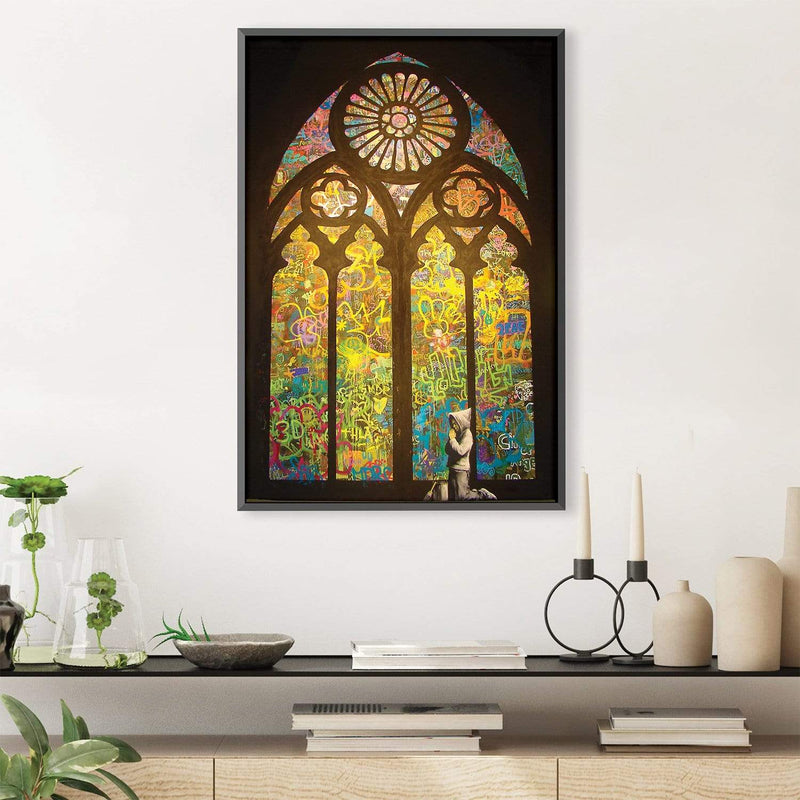 Banksy Stained Glass Window Canvas