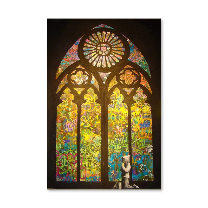 Banksy Stained Glass Window Canvas