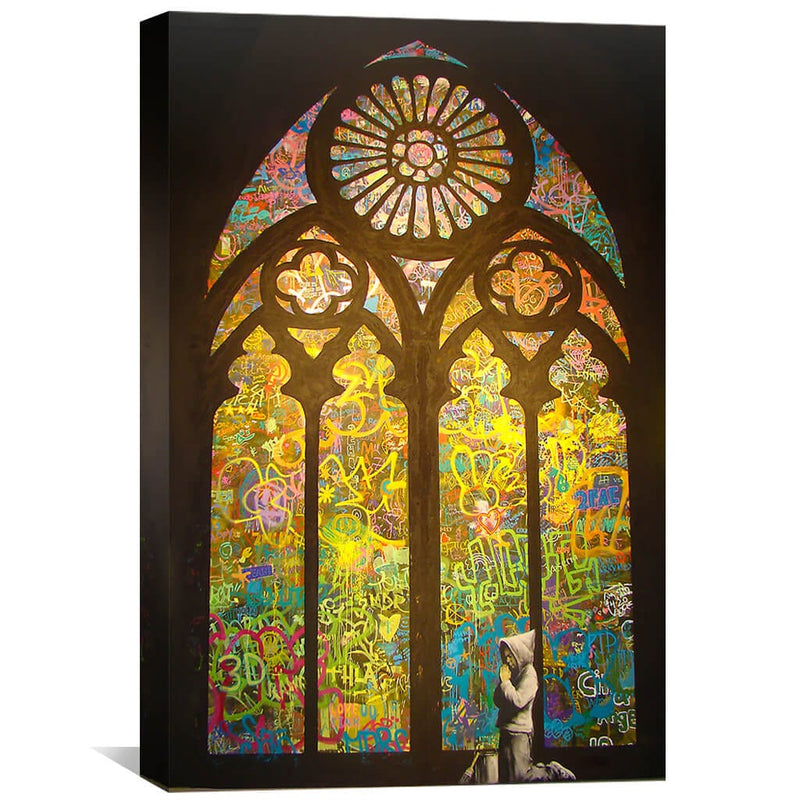 Banksy Stained Glass Window Canvas