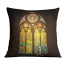Banksy Stained Glass Window Cushion