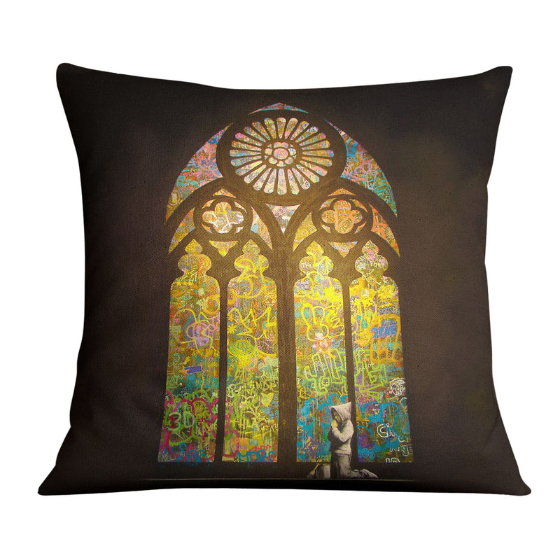 Banksy Stained Glass Window Cushion