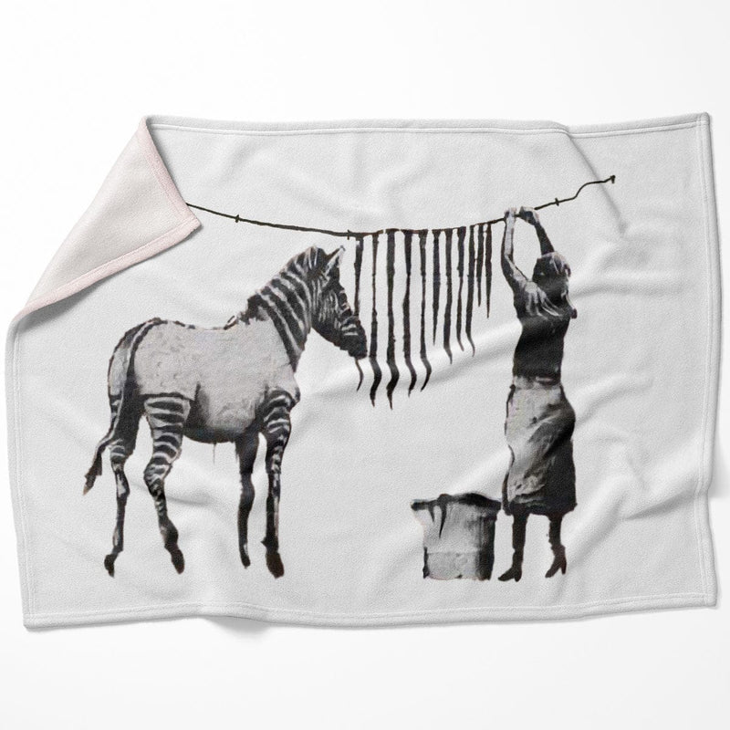 Banksy Washing Zebra Stripes Blanket