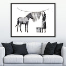 Banksy Washing Zebra Stripes Canvas