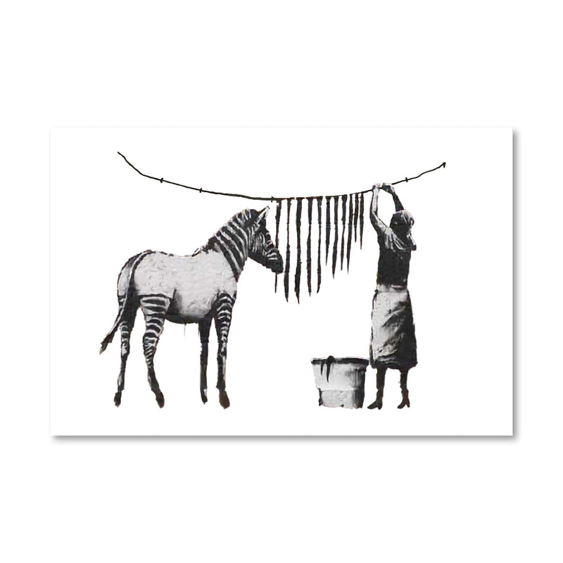 Banksy Washing Zebra Stripes Canvas