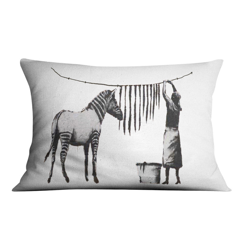 Banksy Washing Zebra Stripes Cushion