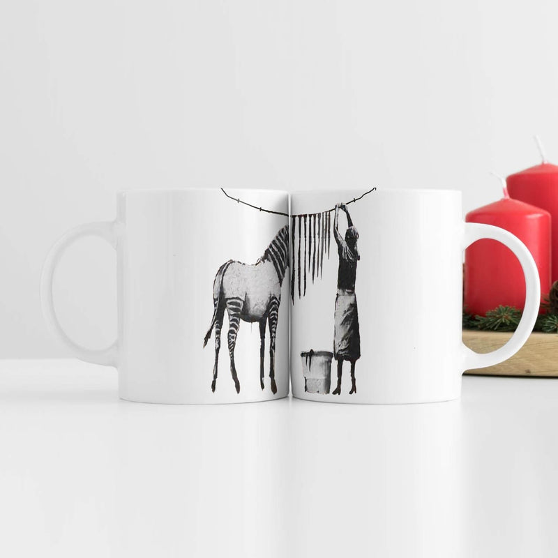 Banksy Washing Zebra Stripes Mug