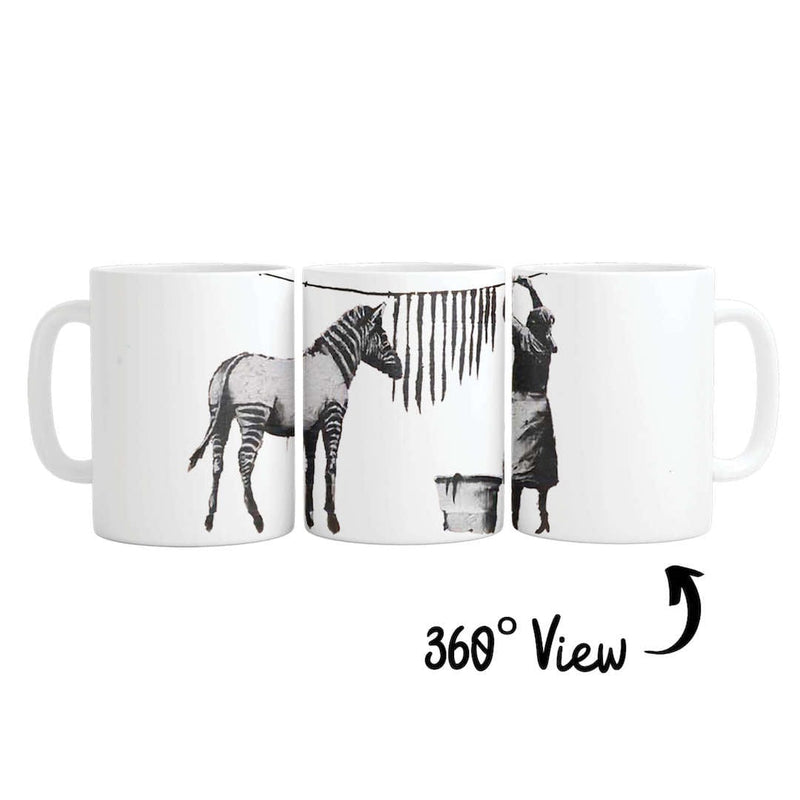 Banksy Washing Zebra Stripes Mug