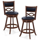 Bar Stools Set of 2 with Rubber Wood Frame and Faux Leather Upholstered Seat by DirectDeals