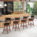 Bar Stools Set of 2 with Rubber Wood Frame and Faux Leather Upholstered Seat by LJGDeals