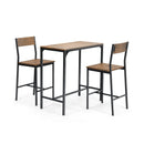 3 Pieces Bar Table Set with 2 Stools-Black by DirectDeals