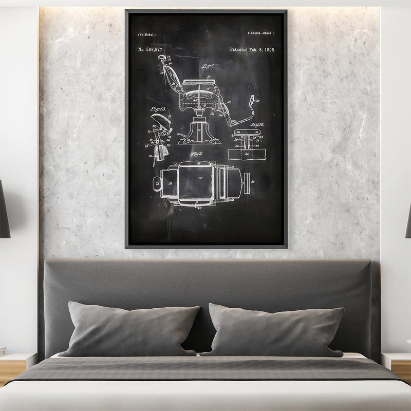 Barber Chair Blue print Canvas