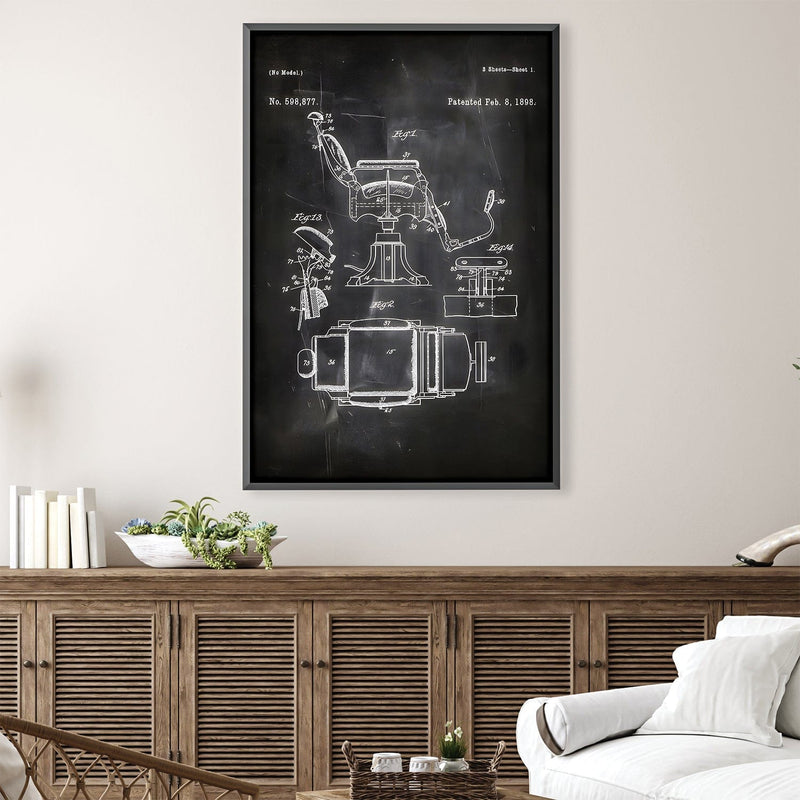 Barber Chair Blue print Canvas