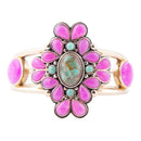 Barcelona Pink Agate and Blue Turquoise Statement Cuff Bracelet by Barse Jewelry