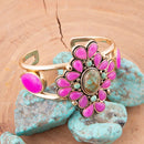 Barcelona Pink Agate and Blue Turquoise Statement Cuff Bracelet by Barse Jewelry