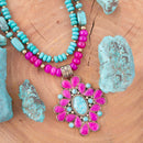 Barcelona Pink Agate Cross Golden Pendant Necklace by Barse Jewelry