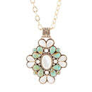 Barcelona Blue Turquoise and Mother of Pearl Golden Statement Necklace