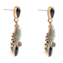 Barcelona Blue Turquoise and Black Onyx Post Drop Golden Earrings