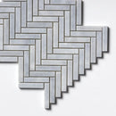 Bardiglio Light Honed Herringbone Marble Mosaics 12 1/8x13 3/8