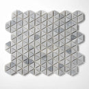 Bardiglio Light Honed Small Triad Marble Mosaics 10 3/16x11 13/16