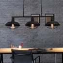 GobekUsa Barn Shade Metal Cage Island Light: Industrial 3-Head Hanging Light for Study Room in Black