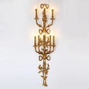 GobekUsa Baroque Antique Brass Leaf Gold Wall Sconce - 5 Candle Lights
