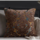 Baroque beige & silver damask cut velvet cushion covers living room by Decorbites