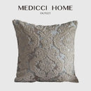 Baroque beige & silver damask cut velvet cushion covers living room by Decorbites