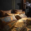 GobekUsa Golden Jacquard Baroque Bedding Set Queen King Size Linens - Sheet Pillowcase Comforter Cover