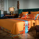 GobekUsa 200S Embroidery Cotton Bedding Set: Queen King Linens with Duvet, Sheet, Pillowcase