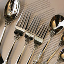GobekUsa Baroque Silver Cutlery Set, Kitchen Flatware Knife Fork Spoon, 10 Pcs
