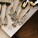 GobekUsa Baroque Silver Cutlery Set, Kitchen Flatware Knife Fork Spoon, 10 Pcs