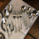 GobekUsa Baroque Silver Cutlery Set, Kitchen Flatware Knife Fork Spoon, 10 Pcs